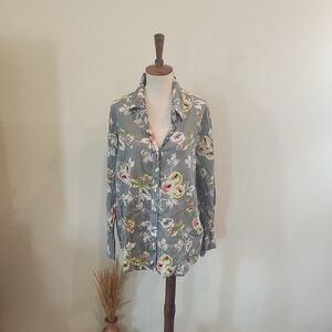 Soft Surroundings Floral Button Down Long Sleeve Shirt